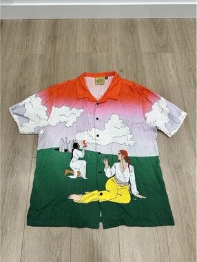 Lazy Oaf x Laura Callaghan Worship The World Bowling Shirt XL Viscose